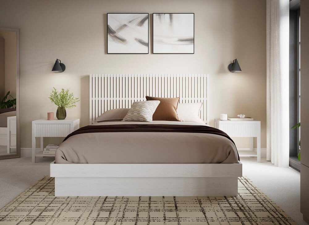 Hayden Platform Ottoman Bed Frame in White