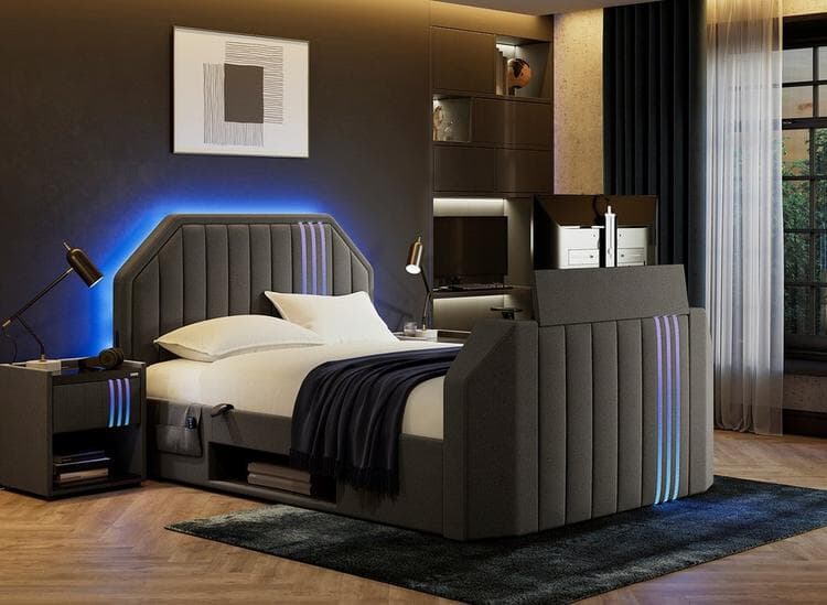 X Rocker Nocturna Upholstered Ottoman Gaming LG TV Bed Frame