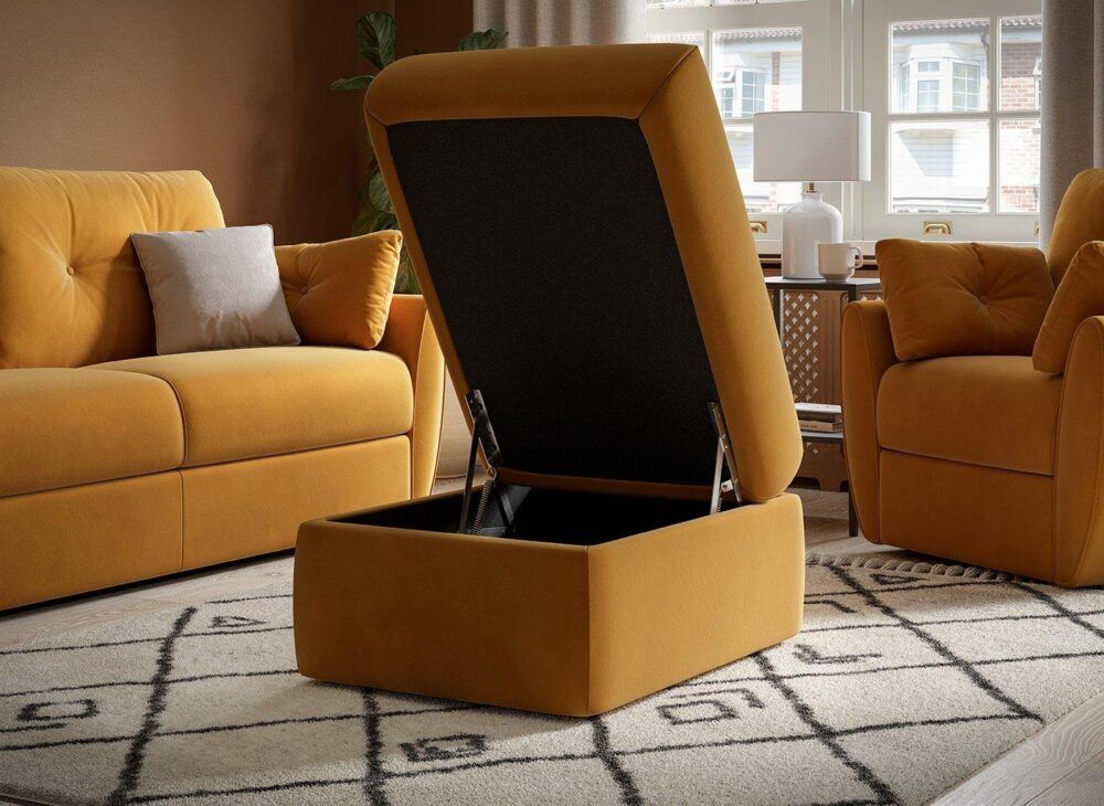 Vicenza Ottoman Footstool in Mustard