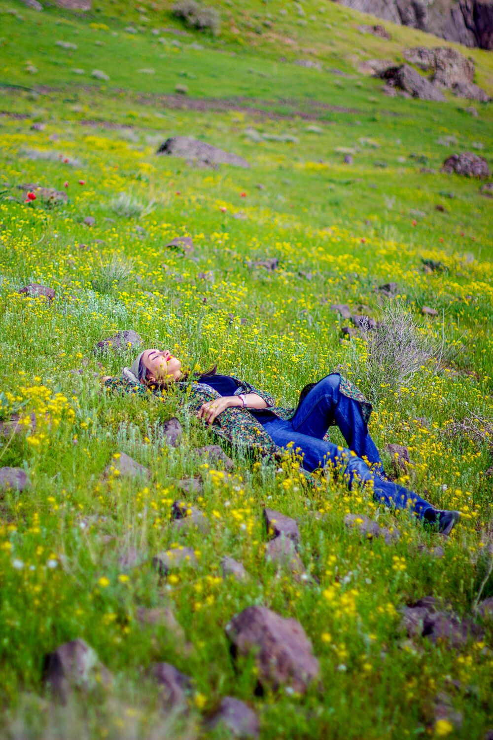Woman dreaming in field