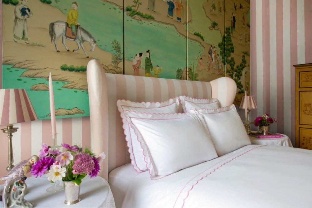 Sophie Conran Celeste divan bed in Blush Ivory stripe