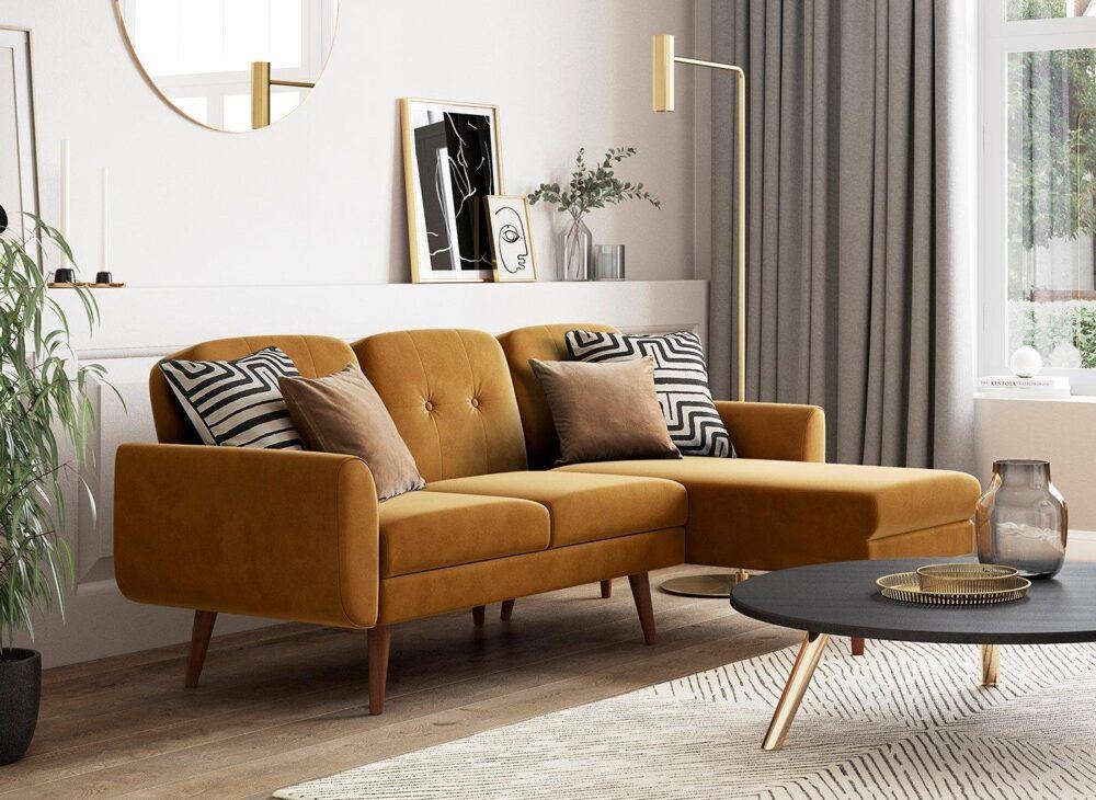 Gallway 3-seater corner sofa in mustard gold