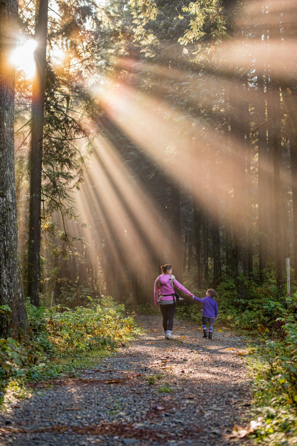 Mother and daughter on a nature walk